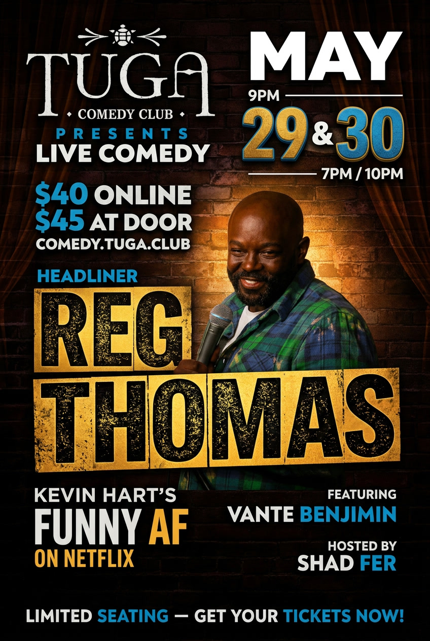 TUGA comedy night flyer